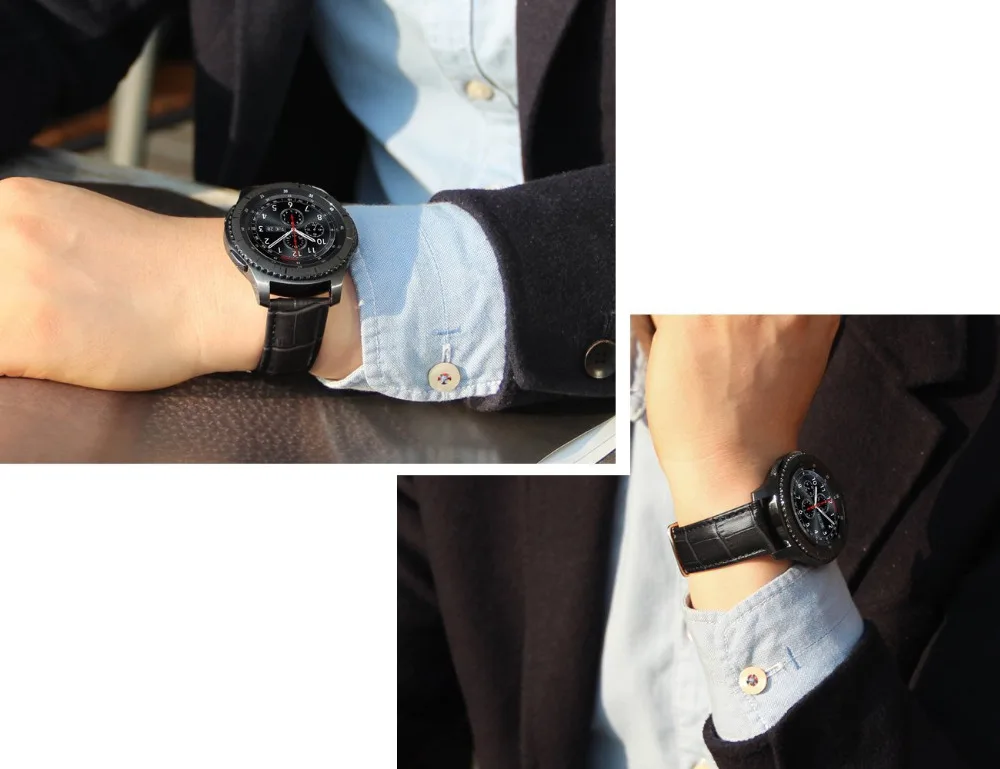 Кожаный ремешок для samsung galaxy watch 42 мм 46 мм gear sport S2 S3 Classic Frontier Band 20 22 мм huami amazfit Bip huawei gt 2