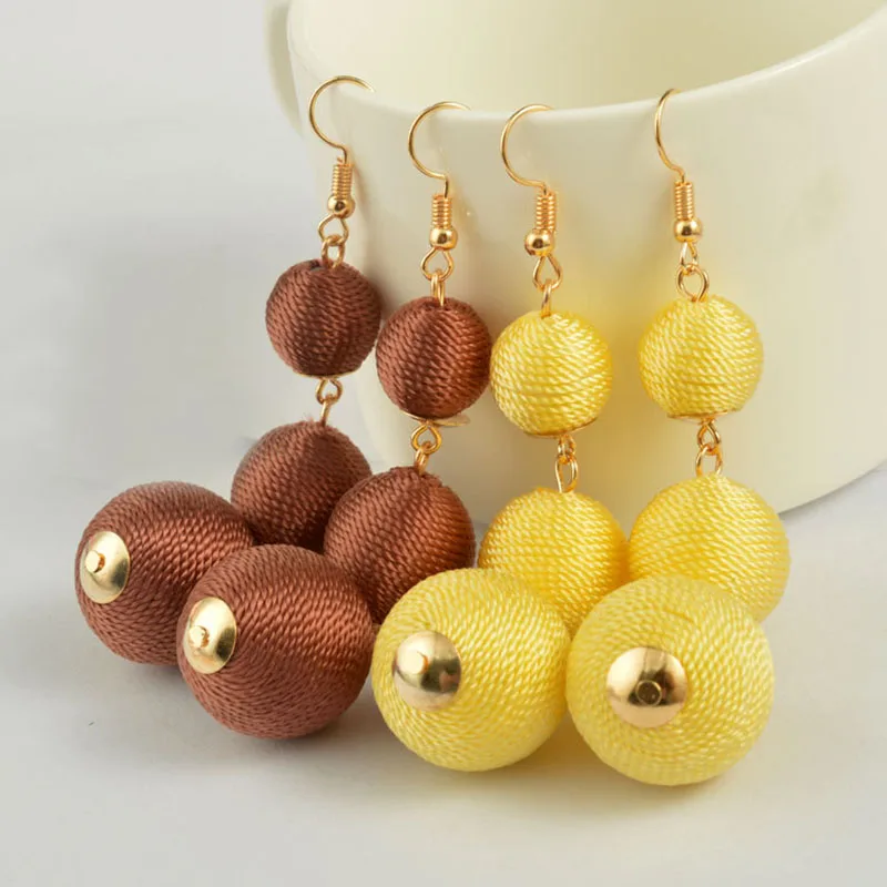 Висячие серьги ISINYEE с флуоресцентными помпонами и ювелирные украшения богемные