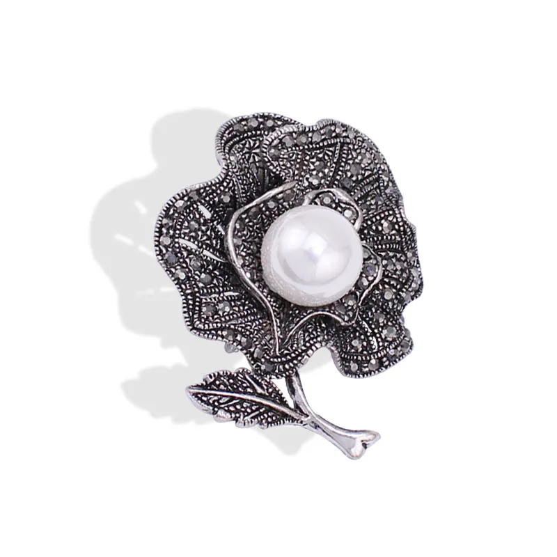 Цвет слоновой кости цвет флейта черный стразы букет Brosche модные аксессуары для