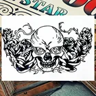 Временная татуировка Nu-TATY с черным черепом клоуна, боди-арт, флеш-татуировка, наклейка, 21*15 см, водостойкая, безболезненная