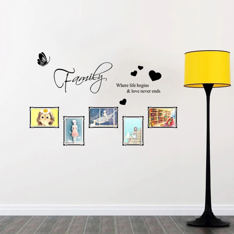 Виниловая фоторамка с семейными цитатами настенные наклейки декор для гостиной