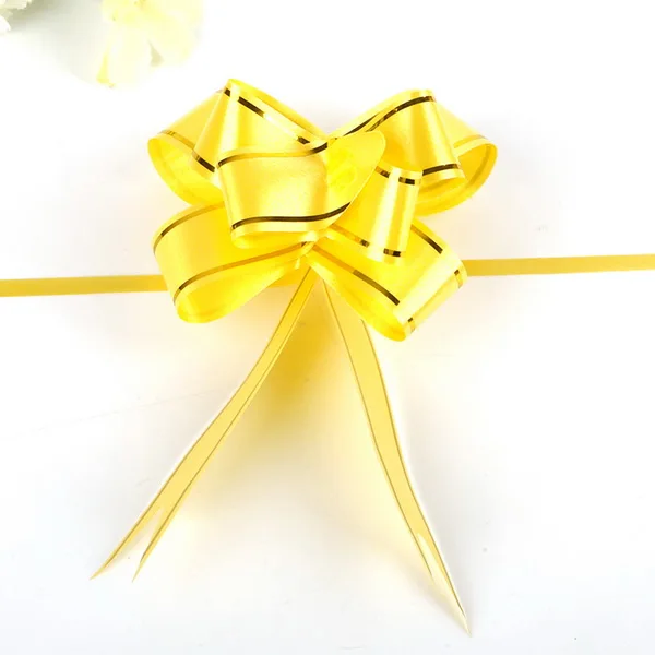 yellow 10 шт. 35-46 см розы тянуть лук ленты Подарочная коробка Упаковка для DIY ленты вытягивания цветка Свадебные Рождественские украшения Поставки - Цвет: yellow