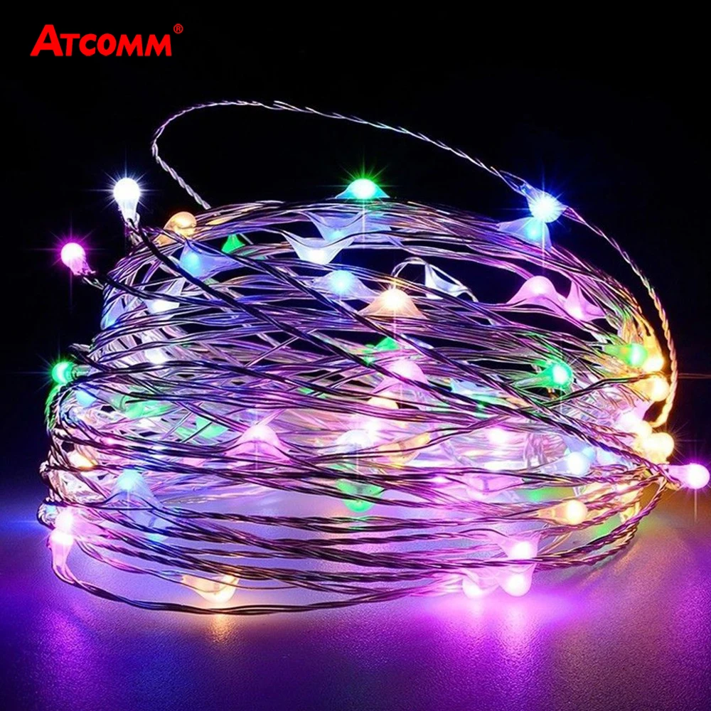 

200 светодиодов 20 м Солнечная медная гирлянда RGB светодиодная Рождественская гирлянда IP65 веревка Диодная гирлянда Открытый Сад Рождество Св...