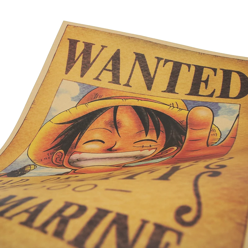 DLKKLB домашний Декор наклейки на стену одна деталь плакаты Luffy Wanted Винтаж крафт-бумага аниме PosterBar декор картины 51X35 см
