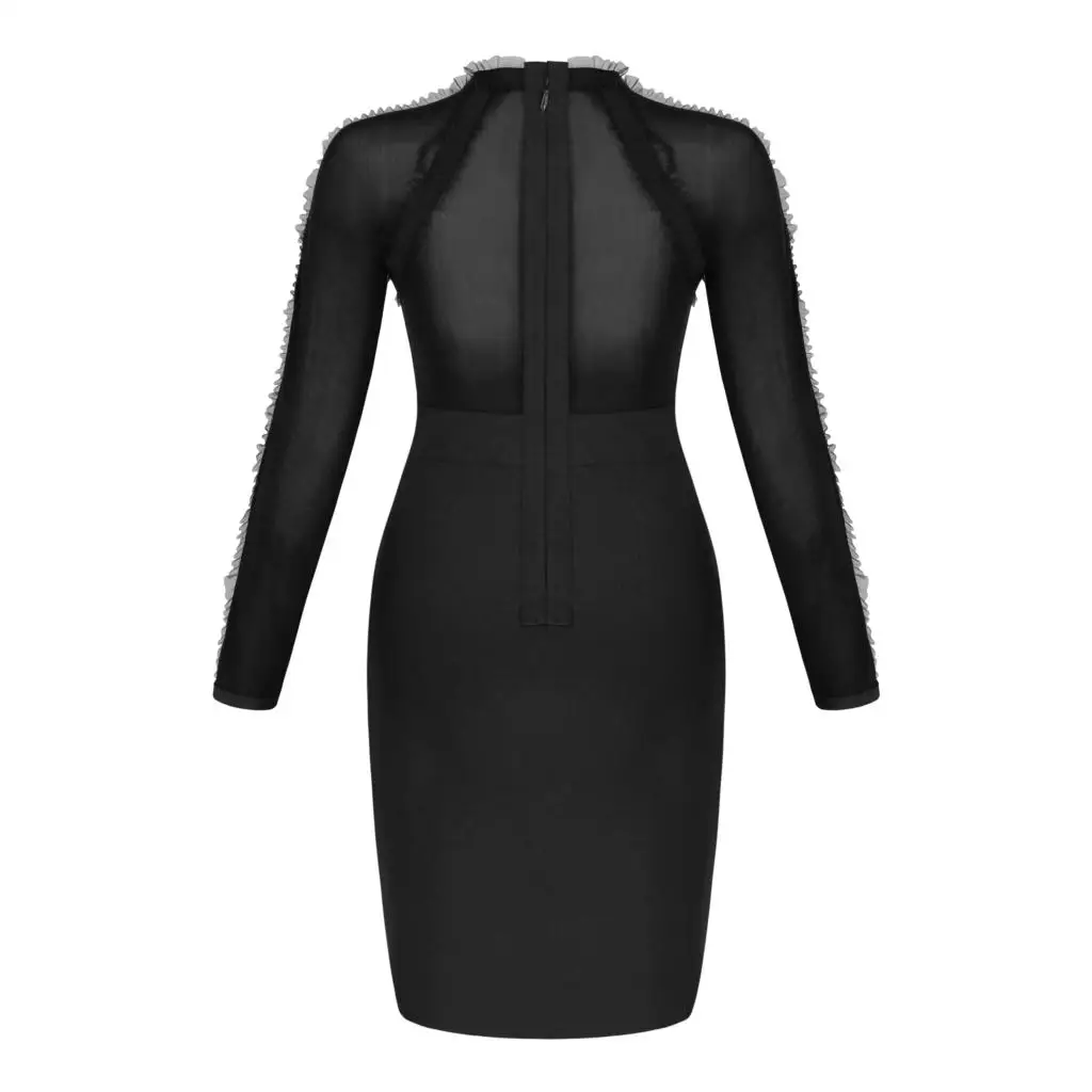 Deavogy 2018 Новый Vestido Для женщин пикантные сетчатые Лонгслив район Эластичный бинт