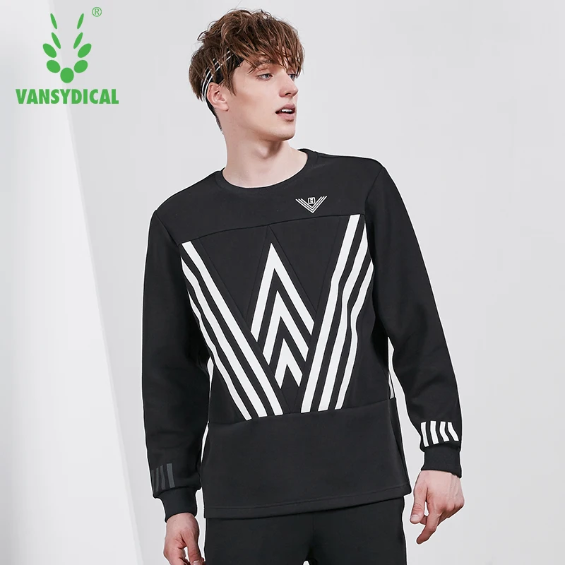 Vansydical Autumn Winter Fitness Running Sports Tops Men's Cotton Printed Long Sleeve Pullovers Workout Training Sweatshirts | Спорт и