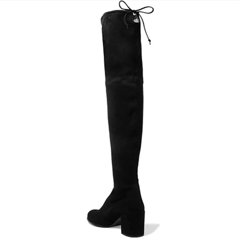 Kmeioo shoes woman 2018 Winter Pointed Toe Thigh High Over The Knee Women Boots Stretch Suede Flat Heel Tall US Size 5-15 | Обувь