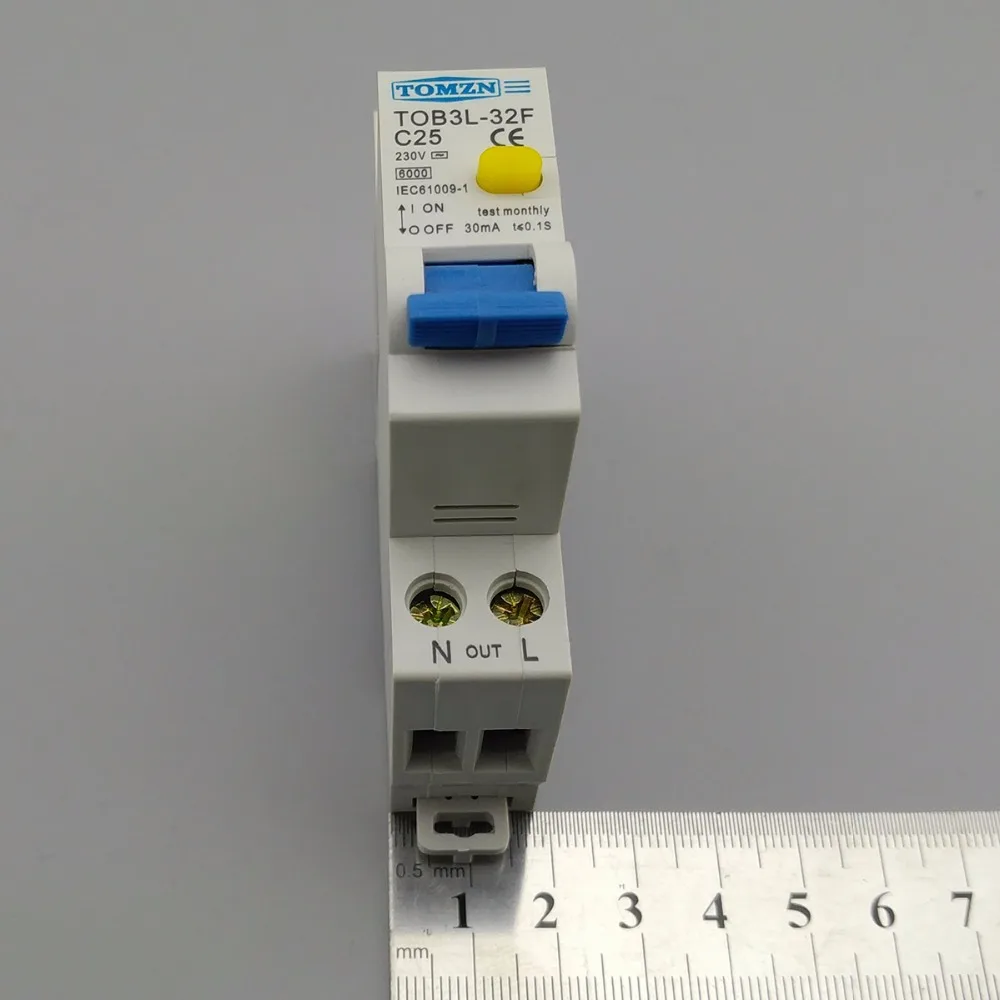 Фото TOB3L-32F 18 ММ RCBO 25A 1 P + N 6КА Остаточный ток выключателя с по сравнению с нынешним и предохранения от Утечки дифференциальный автомат, диф автомат... №3
