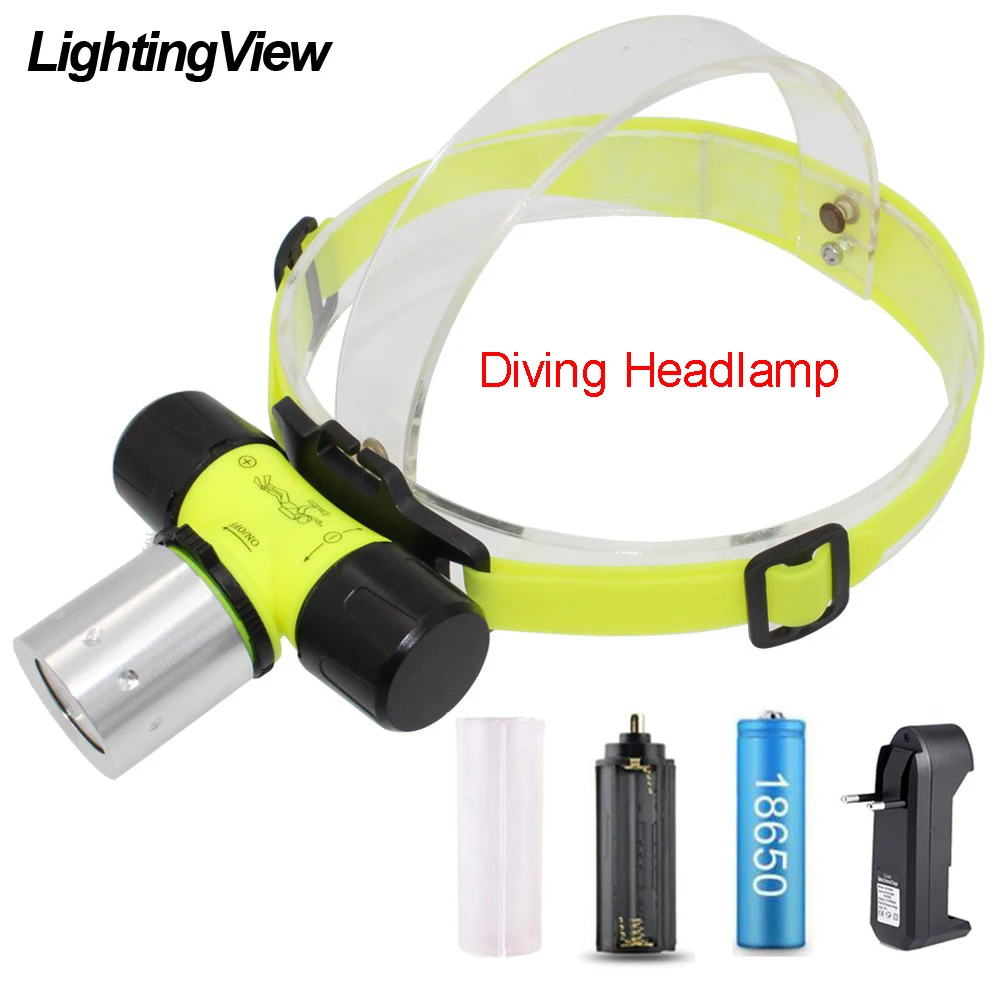 Lightingview 1800LM Супер Яркий T6 LED AAA/18650 налобный фонарь для плавания и дайвинга