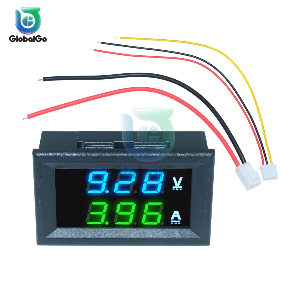 Blue Green DC 100 в 10A мини 0,28 дюйма светодиодный цифровой вольтметр постоянного тока Амперметр Ампер Вольт сила тока в амперах метр тестер Амперметр автомобиль открытый Крытый - Цвет: Blue Green