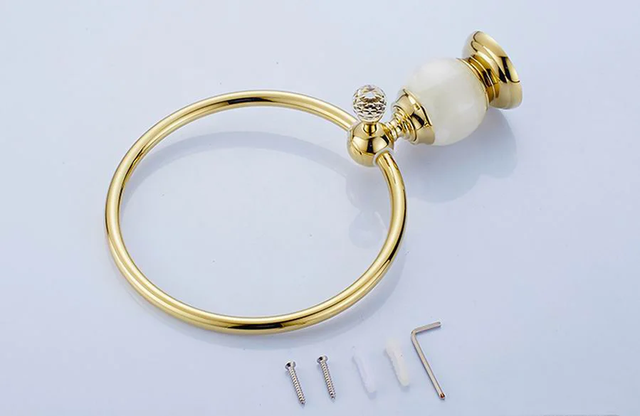 

Luxury Crystal Jade Brass Gold Towel Ring,Towel Holder, Towel Bar Bathroom Accessories home decoration Unique Design Cheapest
