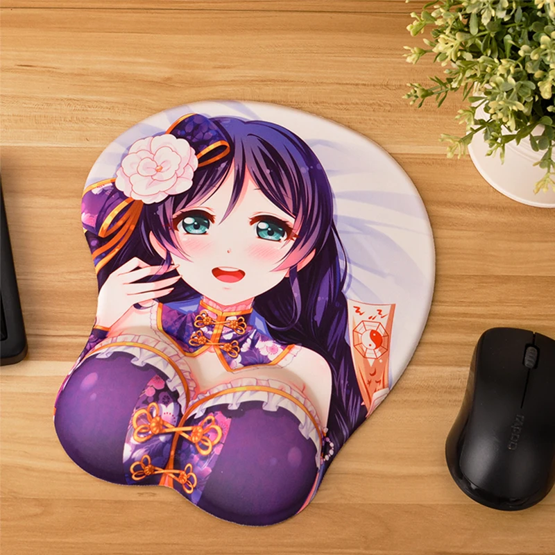 Отлично! TOJO NOZOMI аниме 3D грудь Ecchi коврик для мыши игровой гелевый упор на запястье