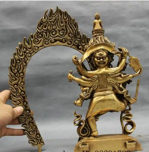 YM 306 13 &quotтибетская латунная буддистская Голова Дракона 4 головы 8 рук Dakini