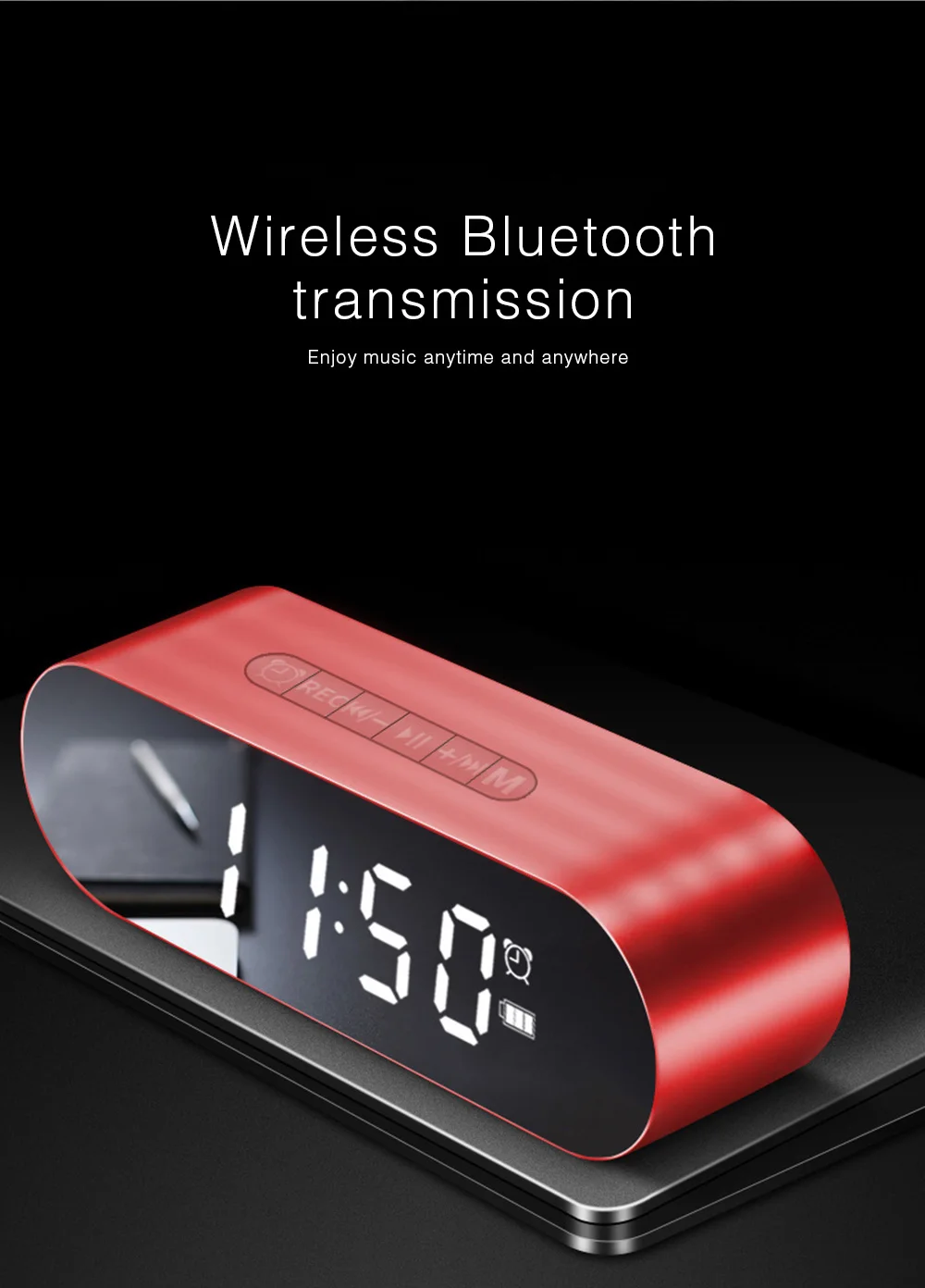 Светодиодный Будильник с fm-радио, беспроводной Bluetooth динамик, зеркальный дисплей, зарядка через usb, музыкальный плеер, беспроводной цифровой будильник