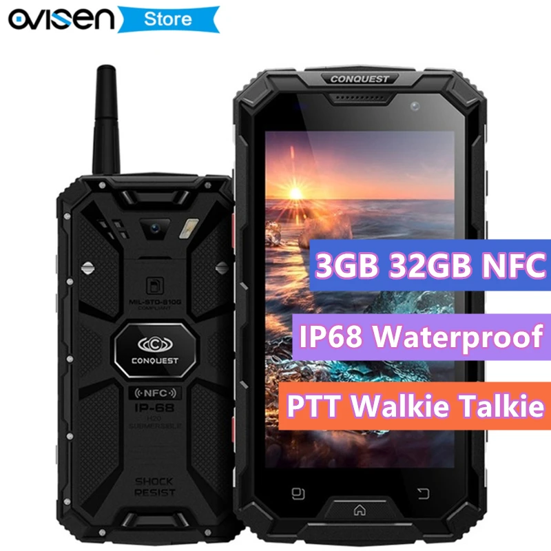 Conquest S8 PTT Walkie двусторонний смартфон MTK6753 3 ГБ 32 5 дюймов Celular 6000 мАч Android 7 0 NFC прочный