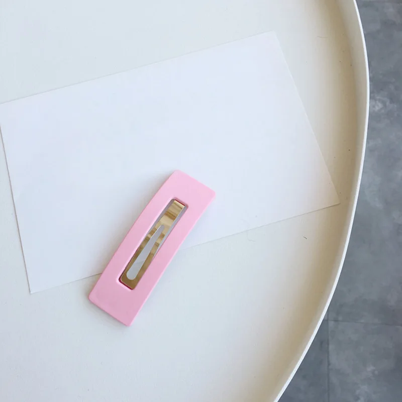 Square Pink Аксессуары для волос акрил прямоугольные цвета скраб эллипс подарки корейский BB зажимы изящная бахрома 1 шт/2 шт карамельный цвет - Цвет: Square Pink