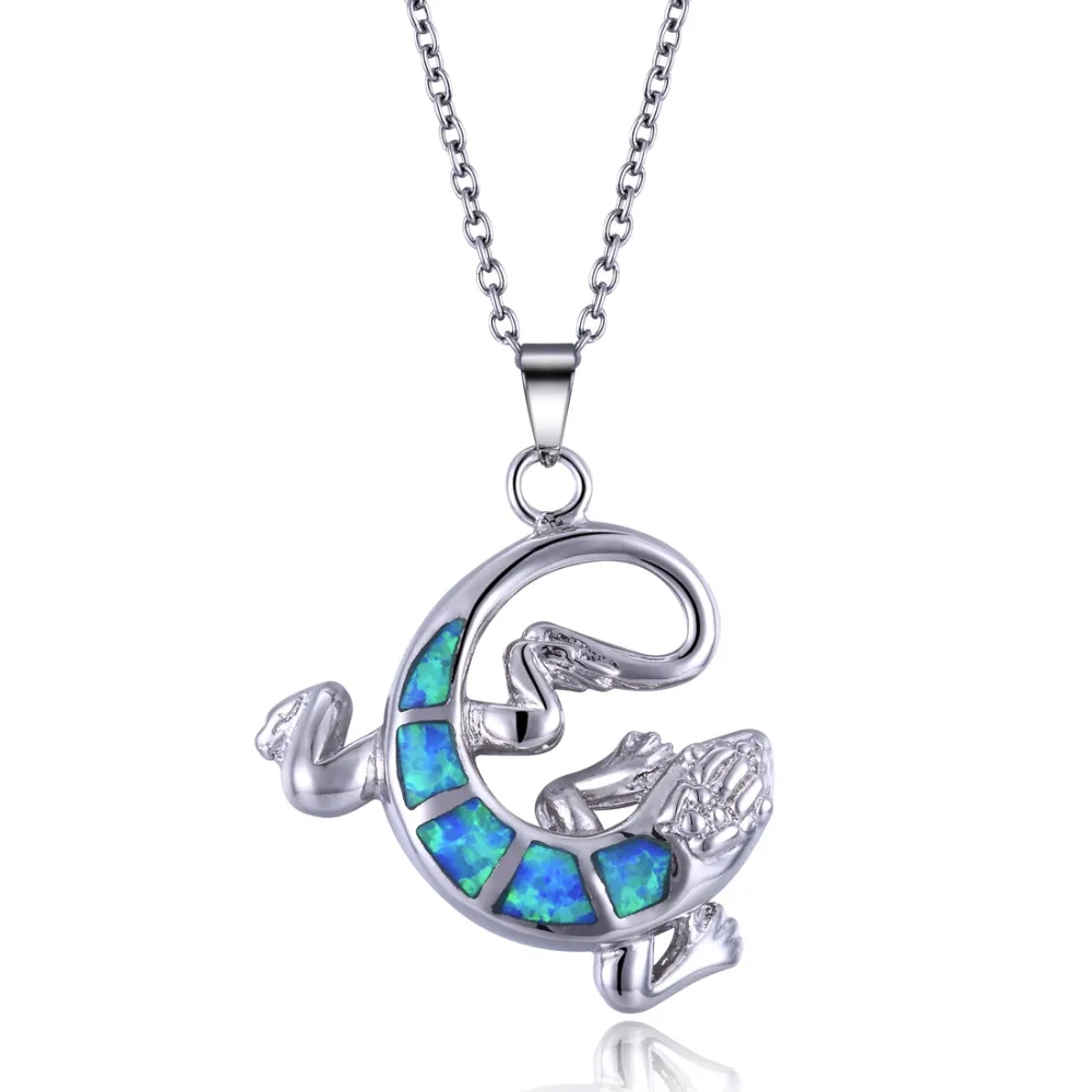 Чокер с животными синее колье опаловой подвеской Gecko модные ювелирные изделия из