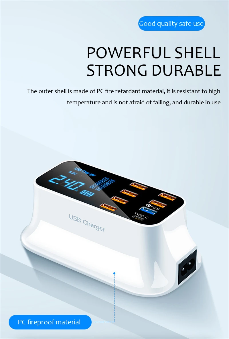 Quick Charge 3,0 Smart usb type-C зарядное светодио дный дисплей Быстрая зарядка Настольный Сетевой адаптер питания полосы Зарядное устройство семья зарядное устройство станции