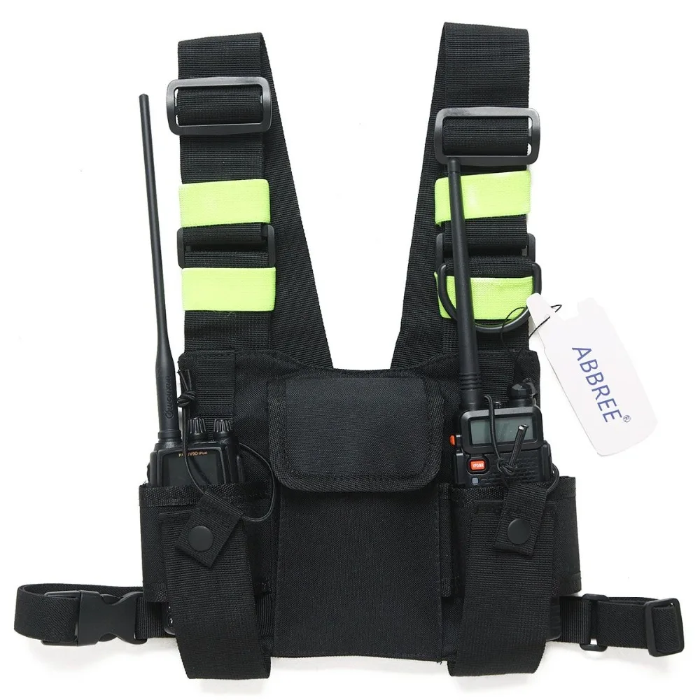 ABBREE радио нагрудный спереди обновления Чехол сумка для Baofeng UV-5R UV-82 UV-9R BF-888S TYT Motorola иди и болтай Walkie Talkie - Цвет: Bright Green