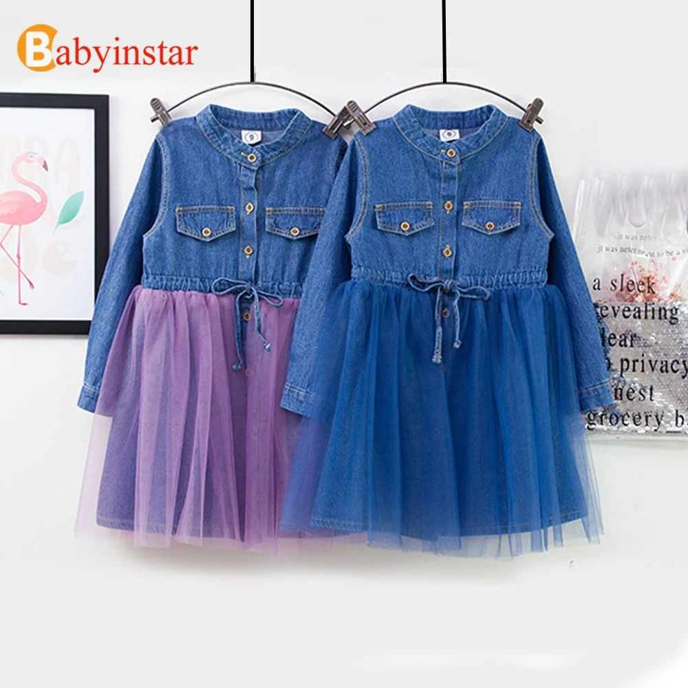 Babyinstar/2019 Весна Сетчатое платье детское Костюмы принцессы для малышей Детская