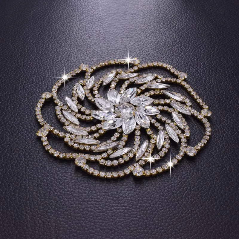 DIY 2 шт Изысканный Прозрачный Стекло Стразы патчи аппликация отделка золото