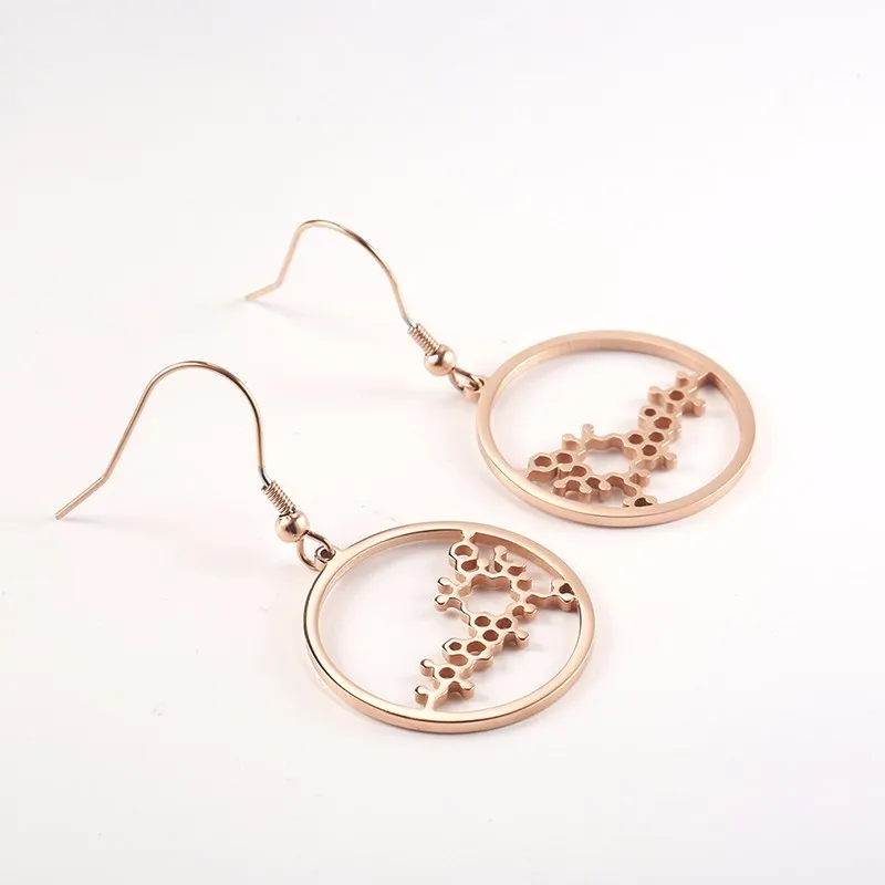 Круглые золотые полые молекулярные серьги подвески RIR из нержавеющей