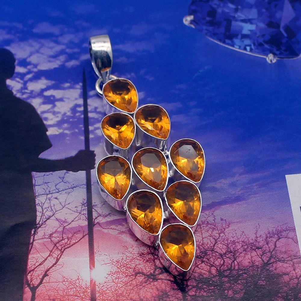 Изумительный натуральный мед Topaz925 Стерлинговый цвет серебра талисман Ожерелье
