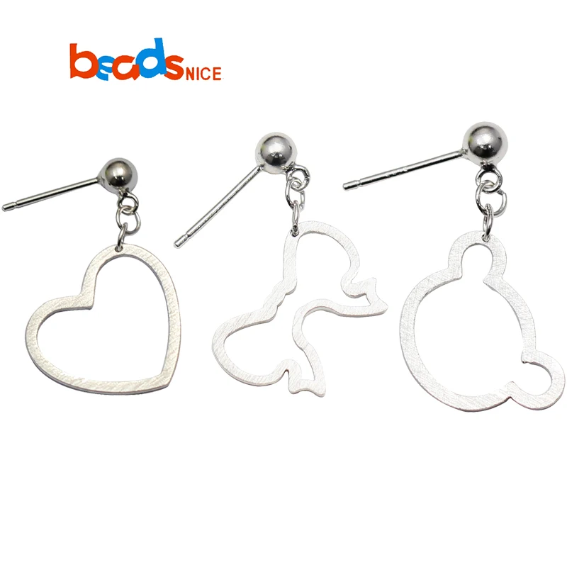 Женские серьги гвоздики в форме сердца YBjewelry из стерлингового серебра с нитью ID
