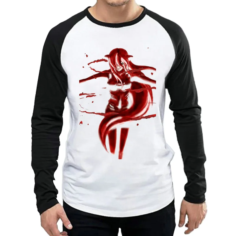 Elfen Lied Футболка белая Цвет Мужская модная одежда с длинными рукавами рисунком из