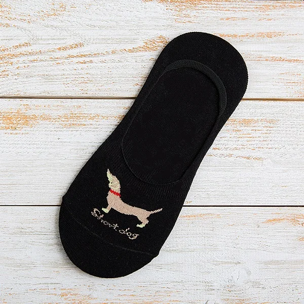 Black Socks 10 шт. = 5 пар/лот, мужские носки-башмачки, летние новые милые короткие Нескользящие силиконовые невидимые хлопковые носки с рисунком собаки, мужские короткие носки, тапочки, Meia - Цвет: Black Socks
