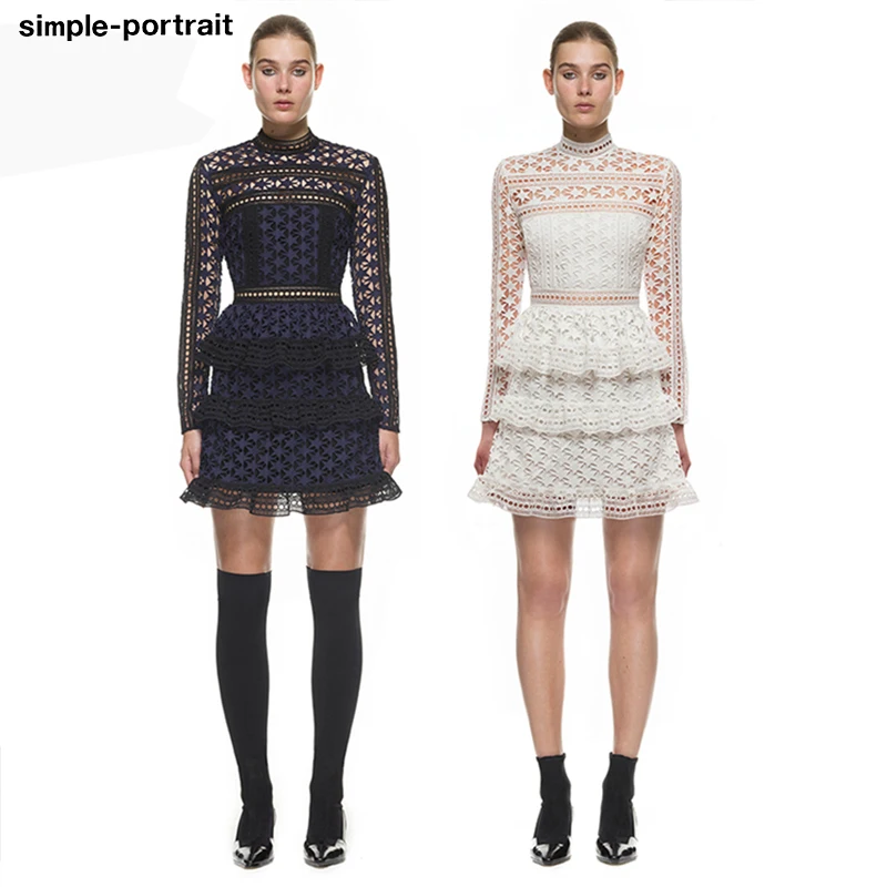 SP Simplee Автопортрет винтажное открытое женское кружевное платье Элегантное с