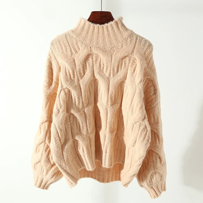 Женские блузки с рукавами-фонариками винтажные свободные свитера плотные