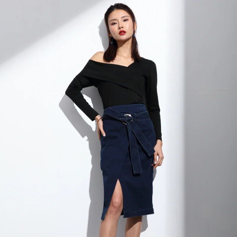 Также тонкая джинсовая юбка с разрезом спереди|wrap skirt|skirt skirtjeans skirt |