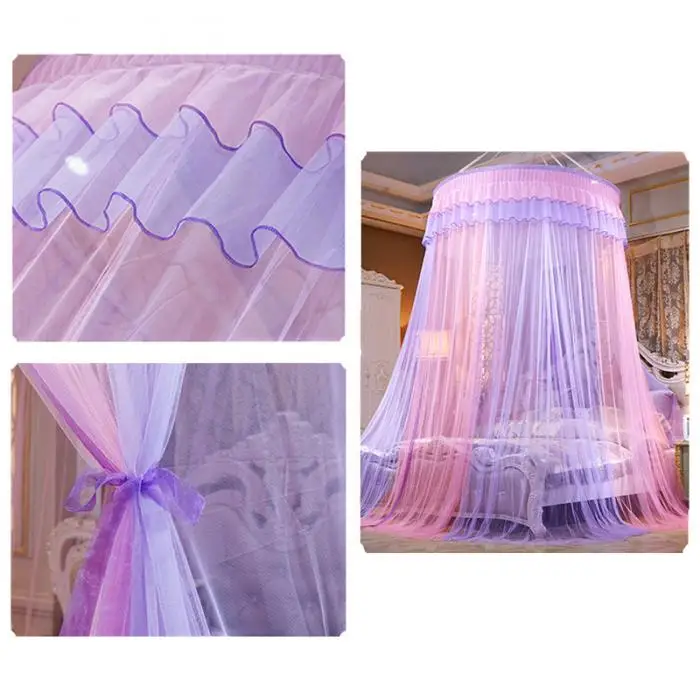 Newly Round Lace High Density Princess Bed Nets Curtain Dome Princess Queen Canopy Mosquito Nets
