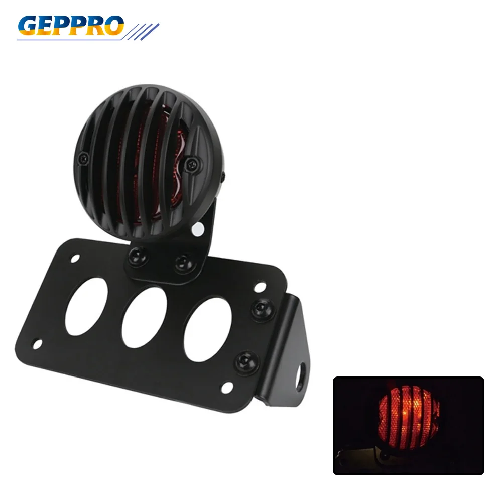 

Motorcycle accessorie aluminum Grill License Plate Bracket LED Taillights Side Mount for Harley Chopper Bobber Cafe Racer FF003