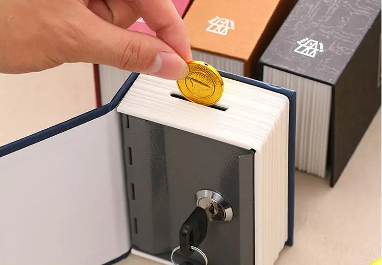Safe Deposit Box Books Modle piggy bank Hidden Secret Security Lock Cash Coin Storage Box Kids Gift Decor simulation books 04260