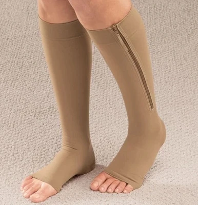 2017 Компрессионные носки на молнии поддержка ног чулки до колена открытый носок |