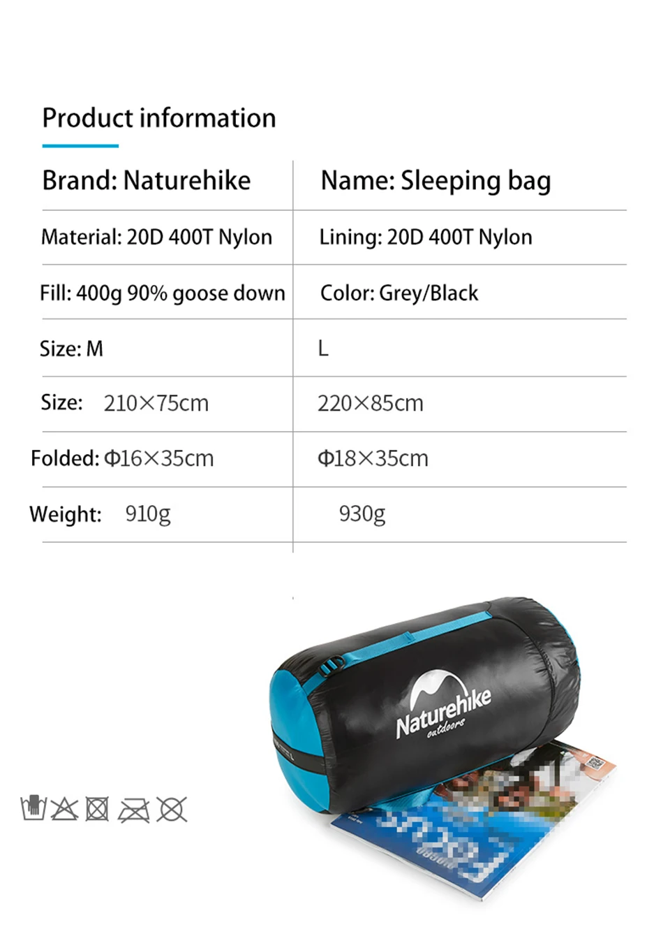 NatureHike сверхлегкий с капюшоном мумия мешок гусиный пух спальный мешок одеяло для взрослые мужчины женщины альпинизмом Туризм Кемпинг на открытом воздухе