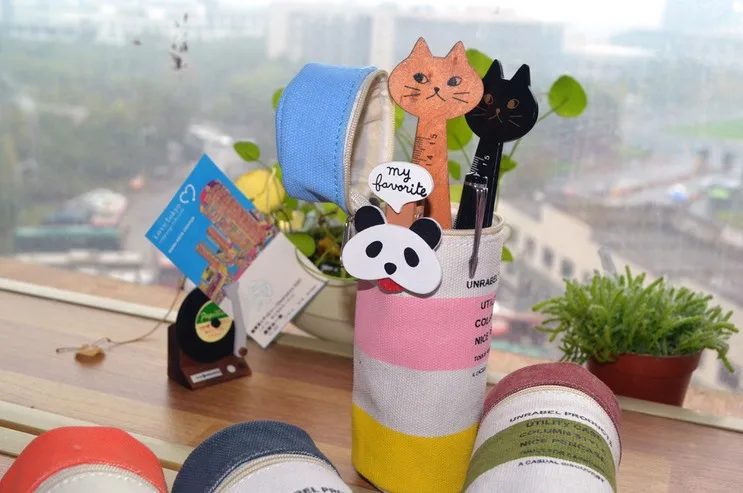 1 шт./лот новинка набор цветных полосок держатель для карандашей из парусины