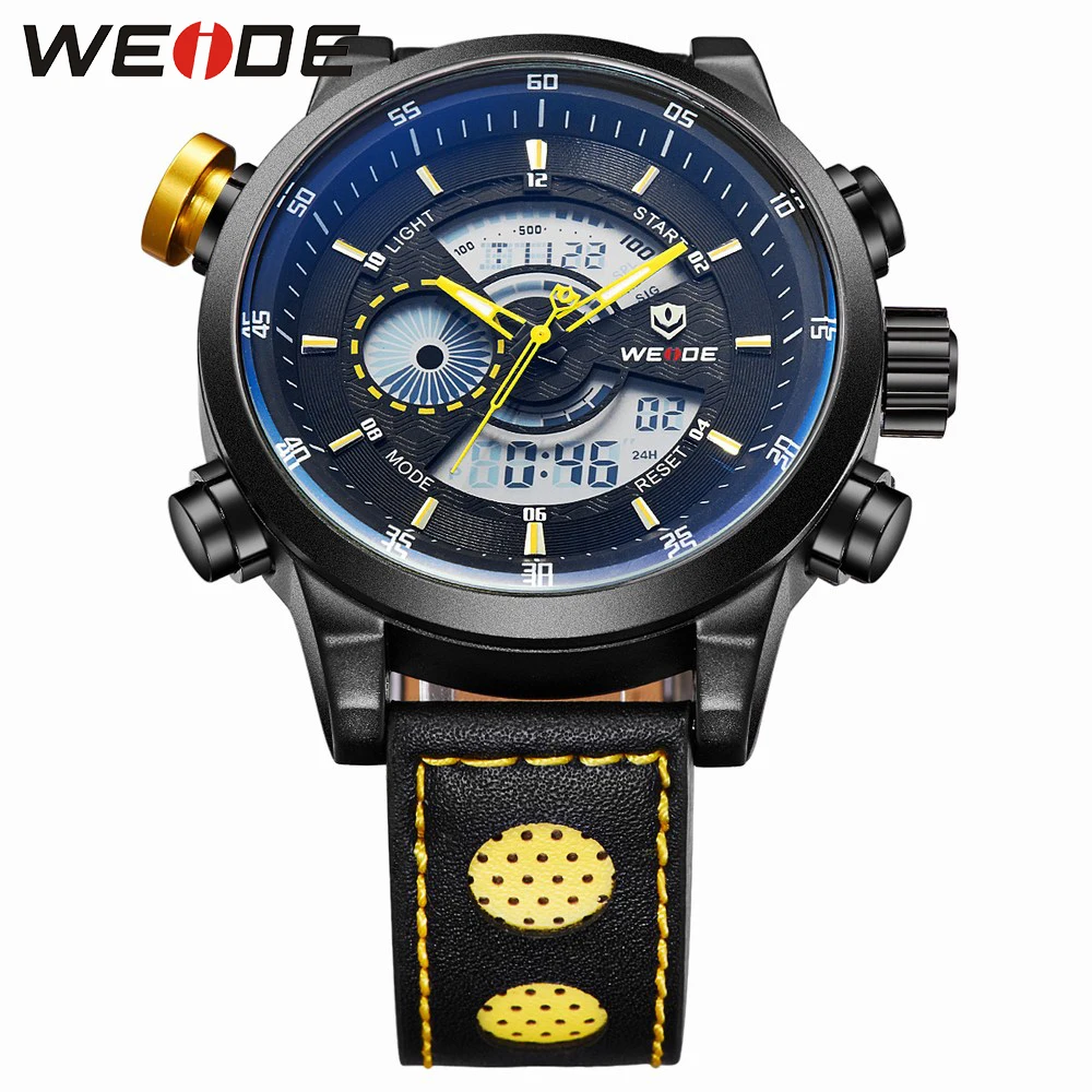 WEIDE Спорт Секундомер Сигнализации Роскошные Часы Черный Циферблат