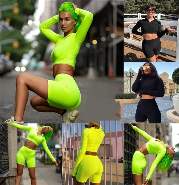 

HIRIGIN Fashion 2Pcs Women Tracksuit Short Shirt Shorts Sets Active Wear Lady Clothes Suit