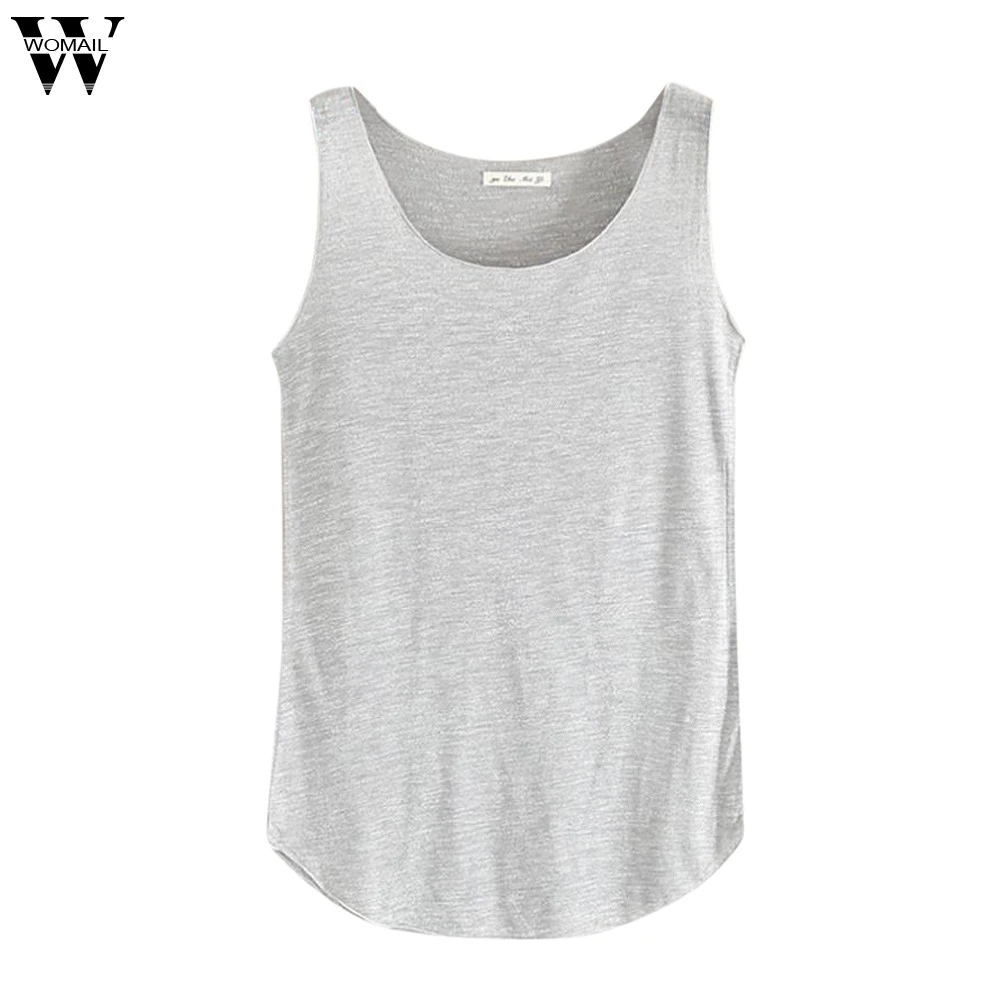 Женская майка без рукавов Womail свободная с круглым вырезом однотонная Хлопковая