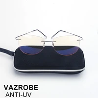 vazrobe 8g computer glasses men women anti blue light radiation rimless titanium yellow tinted eyewear for work eye protect