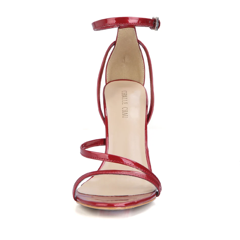 Пикантные лакированные вечерние открытые туфли на шпильках Ремешок щиколотке