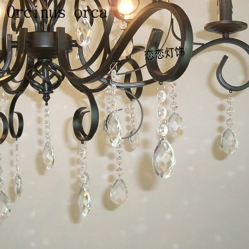 Железная черная хрустальная люстра в европейском стиле лампа бронзовая для