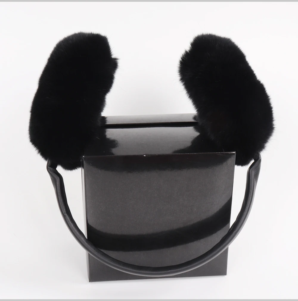 Новые зимние женские теплые мягкие Настоящий мех кролика наушники девушка Рекс кроличий мех плюш наушники пушистые натуральные меховые наушники