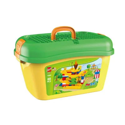 88pcs-plastic bucket Мраморный гоночный лабиринт, Шариковая дорожка, строительные блоки, ABS воронка, горка, сборные кирпичи, совместимые с Duplo, блоки, игрушки для подарка - Цвет: 88pcs-plastic bucket
