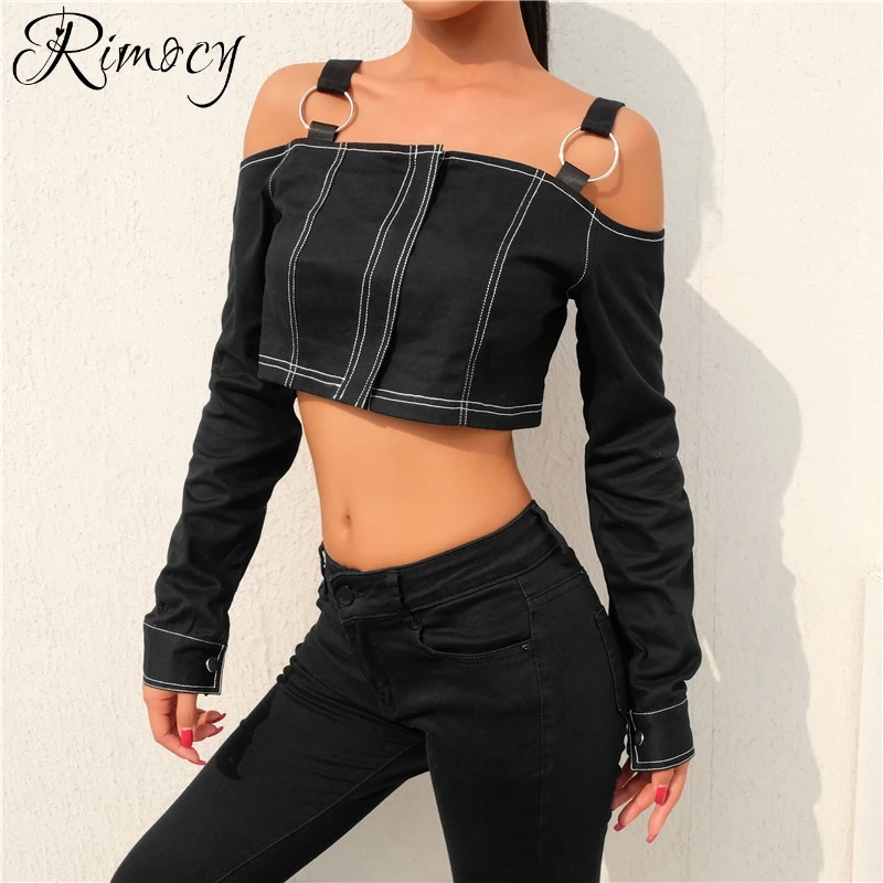 Rimocy 2019 новые весенние женские короткие danim куртки мотоциклетная куртка Высокая