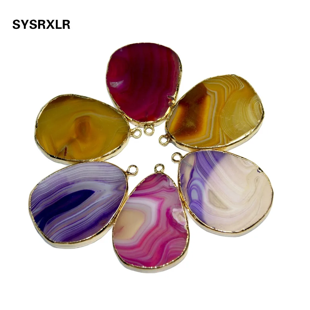 Оптовая продажа 1 шт. 3 цвета овальной уникальной формы Золотой Агат покрытием