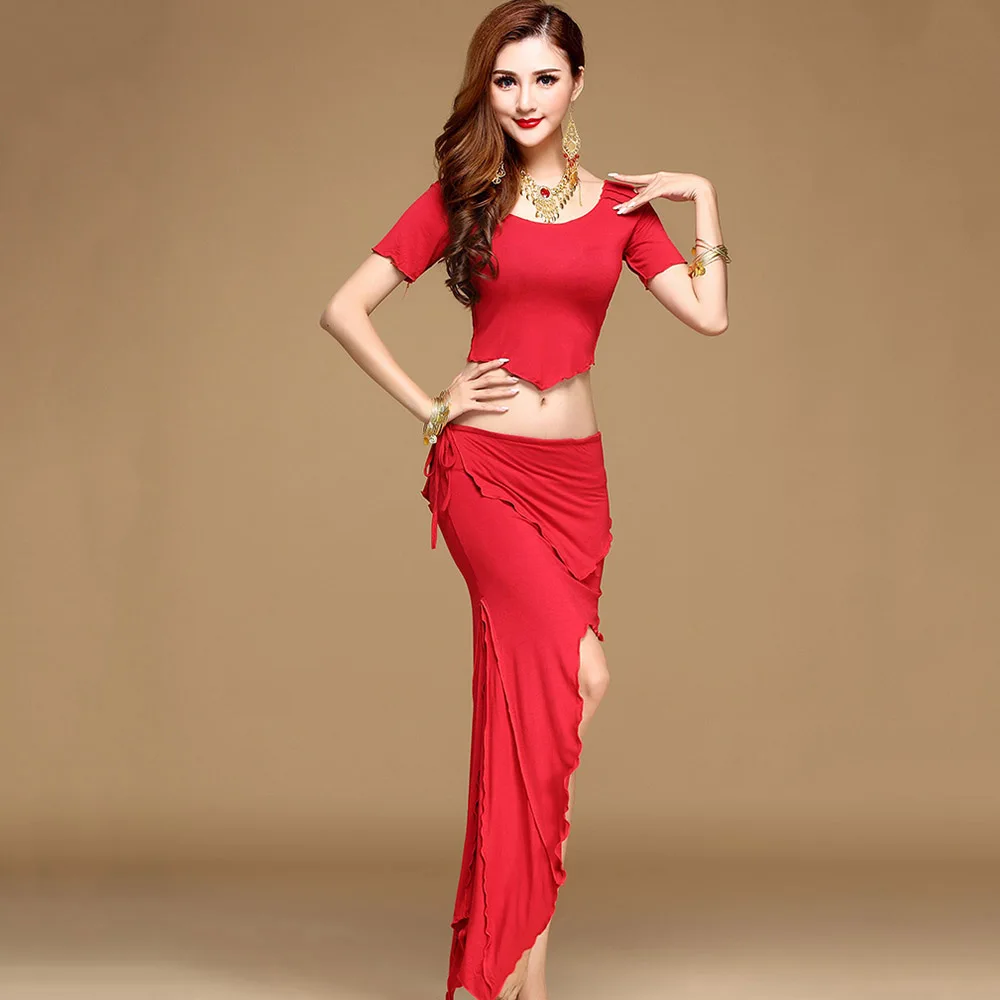 Новинка 2017 стильные женские костюмы для танца живота 2 шт. (топ + юбка) леггинсы без